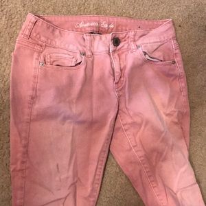 Salmon American Eagle stretch skinny jeans